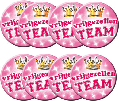 paperdreams Roze vrijgezellen team button - 8x - dames - bachelor party - pre huwelijk feestje