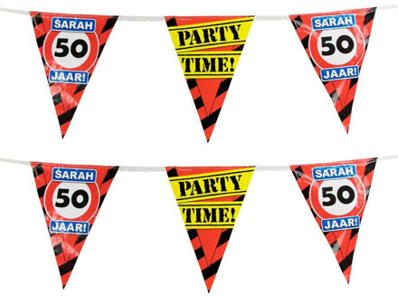 paperdreams Sarah 50 jaar vlaggenlijn - 2x - waarschuwingsborden - 10 meter - kunststof