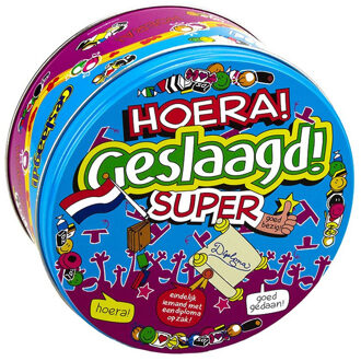 paperdreams Snoeptrommel Hoera Geslaagd - 14 x 7,5 cm - cadeau snoeptrommel - bewaarblik - koektrommel