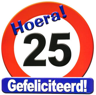 paperdreams Stopbord 25 jaar verjaardagscadeau decoratie / versiering - Feestdecoratieborden Multikleur