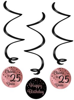 paperdreams swirlslingers 25 jaar 70 cm roze/zwart 3 stuks