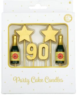 paperdreams taartkaarsjes 90 jaar wax/hout goud 6 stuks