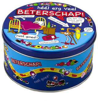 paperdreams Thema snoeptrommel/koektrommel Beterschap - 14 x 8 cm - verjaardag cadeau - jarig Multi