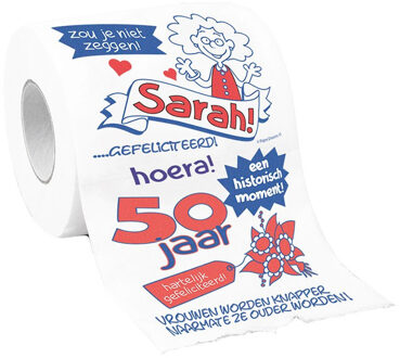 paperdreams Toiletrol verjaardag Sarah 50 jaar met grappige tekst decoratie/versiering - Fopartikelen Multikleur