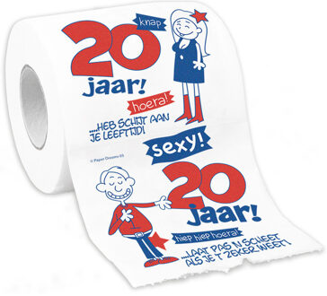 paperdreams Toiletrol/wc-papier rol 20 jaar cadeau feestversiering/decoratie - Fopartikelen Wit