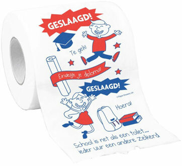 paperdreams Toiletrol/wc-papier rol geslaagd cadeau feestversiering/decoratie - Fopartikelen Wit