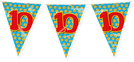 paperdreams Verjaardag 10 jaar thema Vlaggetjes - Feestversiering - 10m - Folie - Dubbelzijdig - Vlaggenlijnen Multikleur