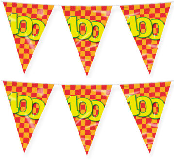 paperdreams Verjaardag 100 jaar thema vlaggetjes - 2x - feestversiering - 10m - folie - dubbelzijdig