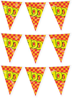 paperdreams Verjaardag 100 jaar thema vlaggetjes - 3x - feestversiering - 10m - folie - dubbelzijdig