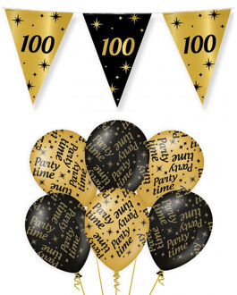 paperdreams Verjaardag 100 jaar versiering pakket zwart/goud 100 en party-time