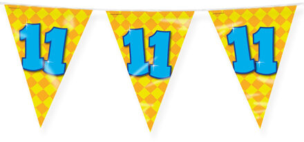 paperdreams Verjaardag 11 jaar thema Vlaggetjes - Feestversiering - 10m - Folie - Dubbelzijdig Multi