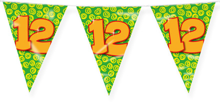 paperdreams Verjaardag 12 jaar thema Vlaggetjes - Feestversiering - 10m - Folie - Dubbelzijdig - Vlaggenlijnen Multikleur