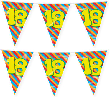 paperdreams Verjaardag 18 jaar thema vlaggetjes - 2x - feestversiering - 10m - folie - dubbelzijdig