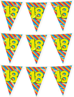 paperdreams Verjaardag 18 jaar thema vlaggetjes - 3x - feestversiering - 10m - folie - dubbelzijdig