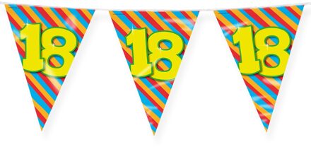 paperdreams Verjaardag 18 jaar thema Vlaggetjes - Feestversiering - 10m - Folie - Dubbelzijdig - Vlaggenlijnen Multikleur