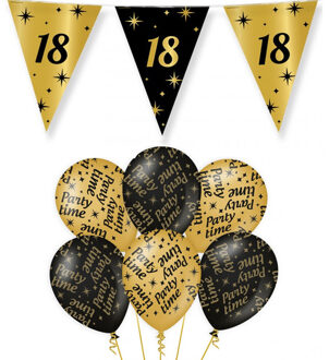 paperdreams Verjaardag 18 jaar versiering pakket zwart/goud 18 en party-time