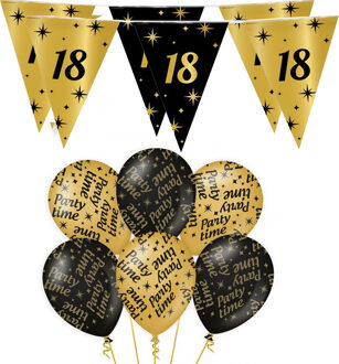 paperdreams Verjaardag 18 jaar versiering pakket zwart/goud 18 en party-time