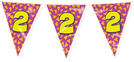 paperdreams Verjaardag 2 jaar thema Vlaggetjes - Feestversiering - 10m - Folie - Dubbelzijdig - Vlaggenlijnen Multikleur