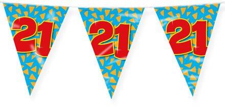 paperdreams Verjaardag 21 jaar thema Vlaggetjes - Feestversiering - 10m - Folie - Dubbelzijdig - Vlaggenlijnen Multikleur