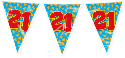 paperdreams Verjaardag 21 jaar thema Vlaggetjes - Feestversiering - 10m - Folie - Dubbelzijdig