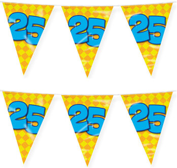 paperdreams Verjaardag 25 jaar thema vlaggetjes - 2x - feestversiering - 10m - folie - dubbelzijdig