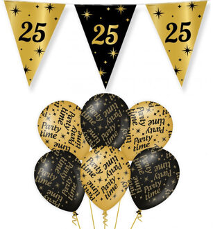 paperdreams Verjaardag 25 jaar versiering pakket zwart/goud 25 en party-time