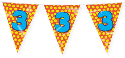 paperdreams Verjaardag 3 jaar thema Vlaggetjes - Feestversiering - 10m - Folie - Dubbelzijdig Multi