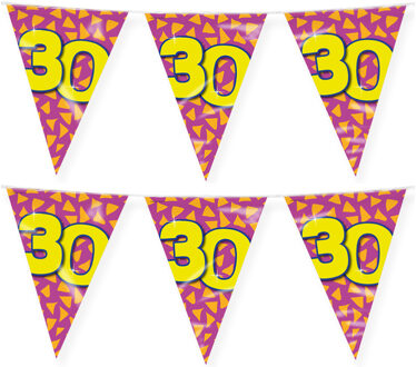 paperdreams Verjaardag 30 jaar thema vlaggetjes - 2x - feestversiering - 10m - folie - dubbelzijdig