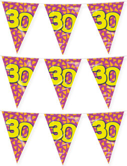 paperdreams Verjaardag 30 jaar thema vlaggetjes - 3x - feestversiering - 10m - folie - dubbelzijdig