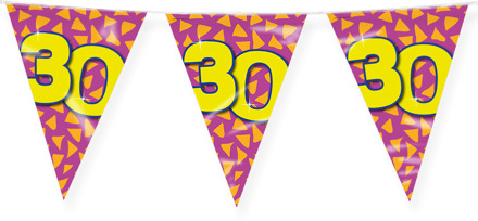 paperdreams Verjaardag 30 jaar thema Vlaggetjes - Feestversiering - 10m - Folie - Dubbelzijdig - Vlaggenlijnen Multikleur