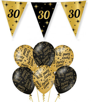 paperdreams Verjaardag 30 jaar versiering pakket zwart/goud 30 en party-time