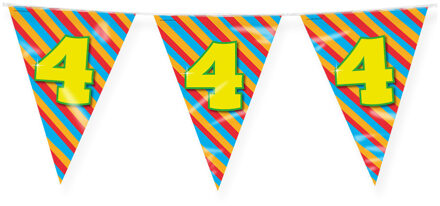 paperdreams Verjaardag 4 jaar thema Vlaggetjes - Feestversiering - 10m - Folie - Dubbelzijdig