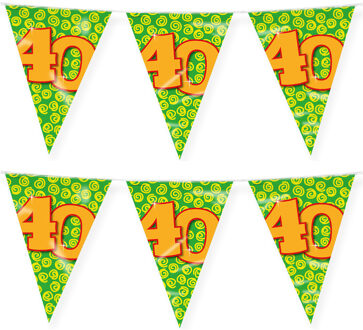 paperdreams Verjaardag 40 jaar thema vlaggetjes - 2x - feestversiering - 10m - folie - dubbelzijdig