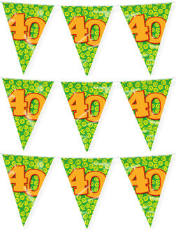 paperdreams Verjaardag 40 jaar thema vlaggetjes - 3x - feestversiering - 10m - folie - dubbelzijdig