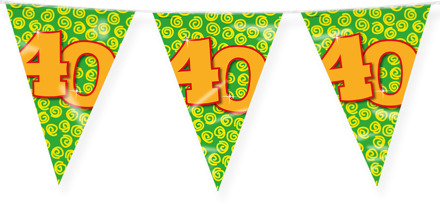 Paperdreams Verjaardag 40 jaar thema Vlaggetjes - Feestversiering - 10m - Folie - Dubbelzijdig - Vlaggenlijnen Multikleur