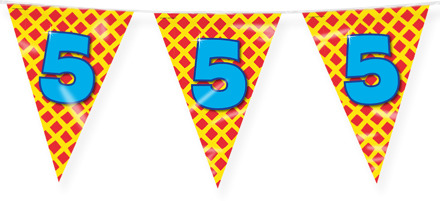 Paperdreams Verjaardag 5 jaar thema Vlaggetjes - Feestversiering - 10m - Folie - Dubbelzijdig - Vlaggenlijnen Multikleur
