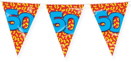 paperdreams Verjaardag 50 jaar thema Vlaggetjes - Feestversiering - 10m - Folie - Dubbelzijdig - Vlaggenlijnen Multikleur