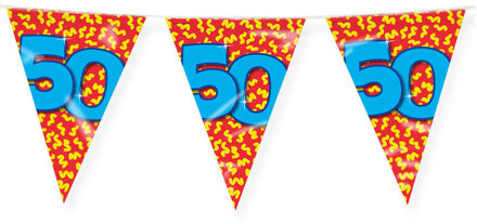 paperdreams Verjaardag 50 jaar thema Vlaggetjes - Feestversiering - 10m - Folie - Dubbelzijdig