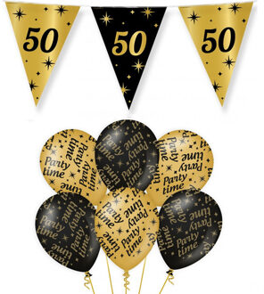 paperdreams Verjaardag 50 jaar versiering pakket zwart/goud 50 en party-time