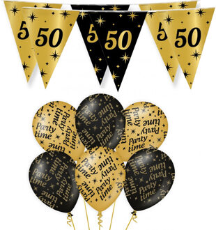 paperdreams Verjaardag 50 jaar versiering pakket zwart/goud 50 en party-time