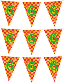 paperdreams Verjaardag 6 jaar thema vlaggetjes - 3x - feestversiering - 10m - folie - dubbelzijdig