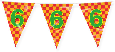 paperdreams Verjaardag 6 jaar thema Vlaggetjes - Feestversiering - 10m - Folie - Dubbelzijdig
