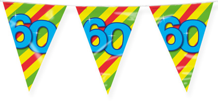 Paperdreams Verjaardag 60 jaar thema Vlaggetjes - Feestversiering - 10m - Folie - Dubbelzijdig - Vlaggenlijnen Multikleur