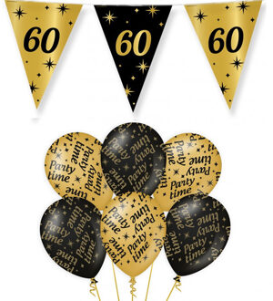 paperdreams Verjaardag 60 jaar versiering pakket zwart/goud 60 en party-time