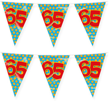paperdreams Verjaardag 65 jaar thema vlaggetjes - 2x - feestversiering - 10m - folie - dubbelzijdig