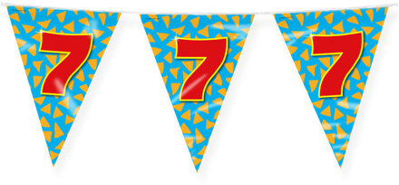 paperdreams Verjaardag 7 jaar thema Vlaggetjes - Feestversiering - 10m - Folie - Dubbelzijdig