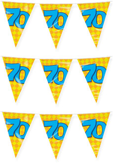 paperdreams verjaardag 70 jaar thema vlaggetjes - 3x - feestversiering - 10m - folie - dubbelzijdig - Vlaggenlijnen Multikleur