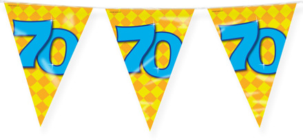 paperdreams Verjaardag 70 jaar thema Vlaggetjes - Feestversiering - 10m - Folie - Dubbelzijdig - Vlaggenlijnen Multikleur