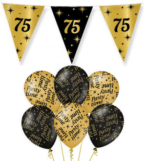 paperdreams Verjaardag 75 jaar feest pakket - zwart/goud - party-time - versiering