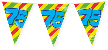 paperdreams Verjaardag 75 jaar thema Vlaggetjes - Feestversiering - 10m - Folie - Dubbelzijdig Multi